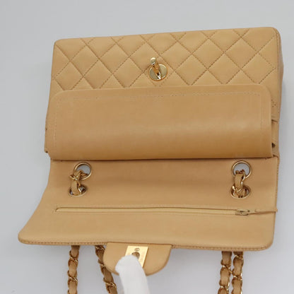 CHANEL Matelasse 25 Chain Shoulder Bag Lamb Skin Beige Gold CC 99970SA