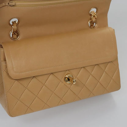 CHANEL Matelasse 25 Chain Shoulder Bag Lamb Skin Beige Gold CC 99970SA