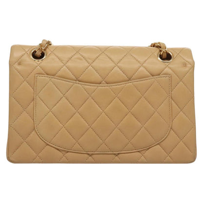 CHANEL Matelasse 25 Chain Shoulder Bag Lamb Skin Beige Gold CC 99970SA