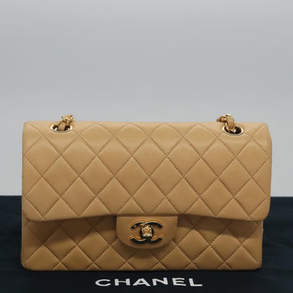 CHANEL Matelasse 25 Chain Shoulder Bag Lamb Skin Beige Gold CC 99970SA