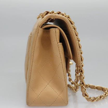CHANEL Matelasse 25 Chain Shoulder Bag Lamb Skin Beige Gold CC 99970SA