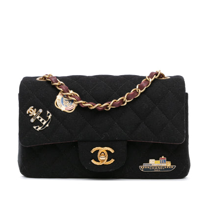 Chanel Sac Mini Rectangular Felt Paris-Hamburg Charms Flap
