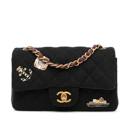 Chanel Sac Mini Rectangular Felt Paris-Hamburg Charms Flap
