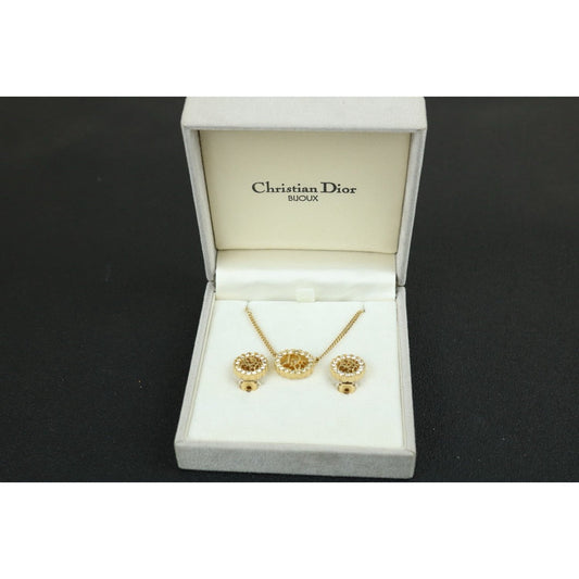 ExcellentRank SA Dior CD Rhinestone Necklace Earring Set S24111803