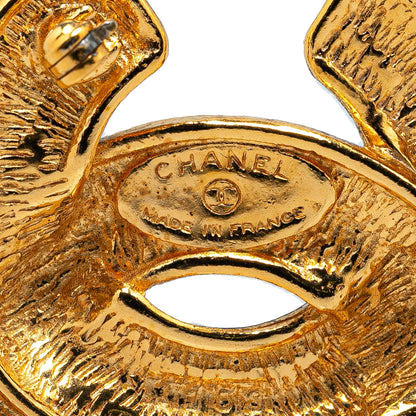 Gold Chanel Gold Plated CC Logos Quilted Brooch