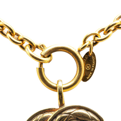 Gold Chanel Gold Plated Quilted CC Pendant Necklace