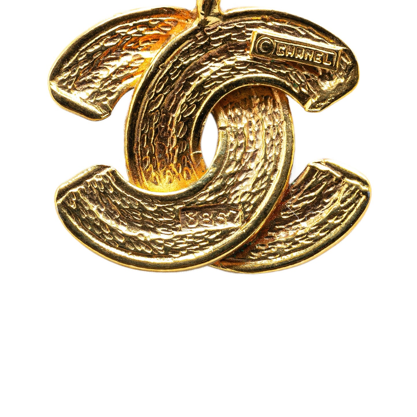 Gold Chanel Gold Plated Quilted CC Pendant Necklace