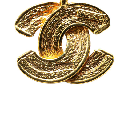 Gold Chanel Gold Plated Quilted CC Pendant Necklace