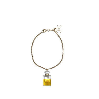 Gold Chanel Gold Plated CC No. 5 Perfume Bottle Charm Bracelet