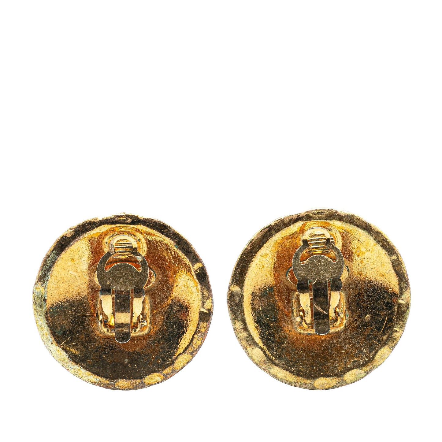 Gold Chanel Gold Plated CC Quilted Clip On Earrings