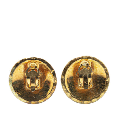 Gold Chanel Gold Plated CC Quilted Clip On Earrings