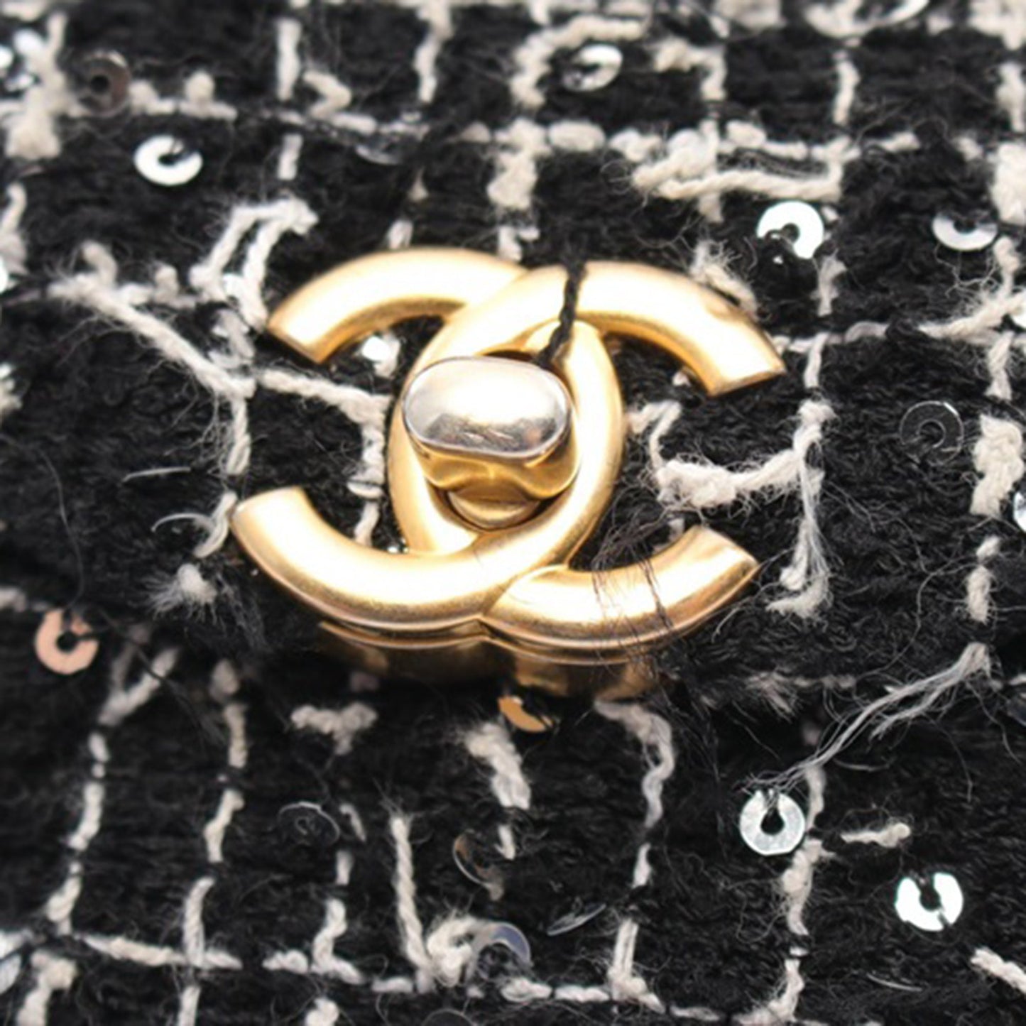 Black Chanel Nano Tweed Kelly Clutch on Chain Satchel