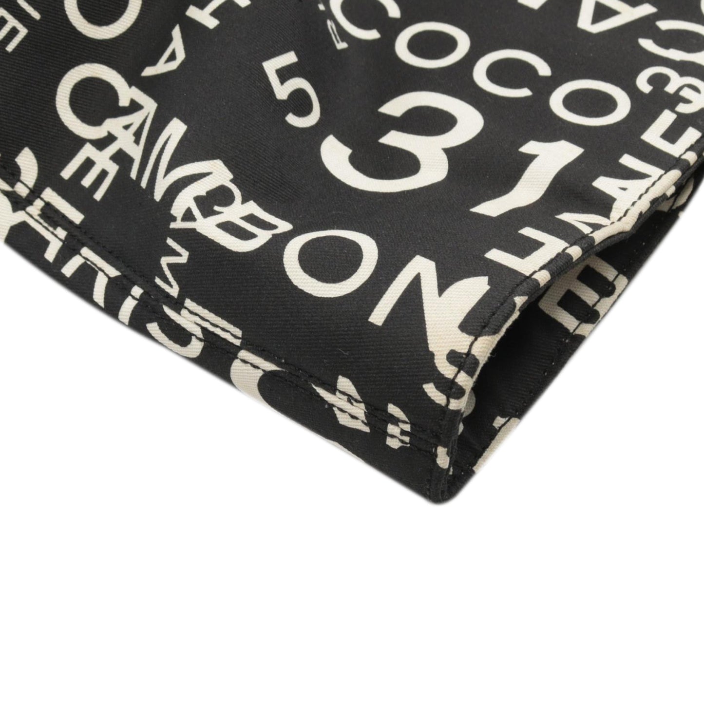 Black Chanel By the Sea Line Coco Print Canvas Beach Tote