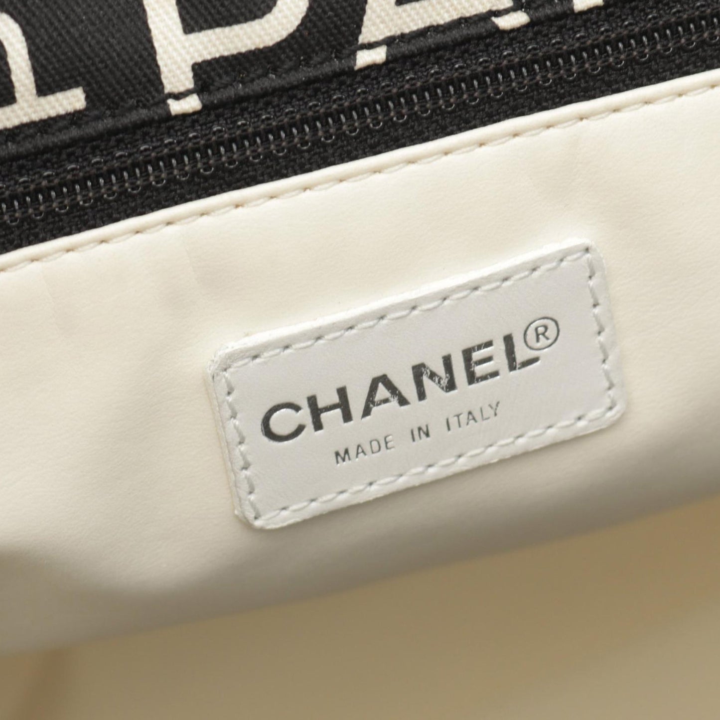 Black Chanel By the Sea Line Coco Print Canvas Beach Tote