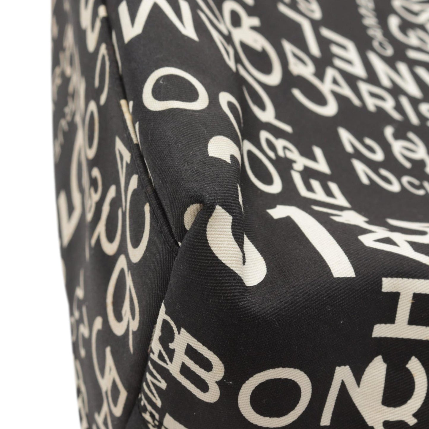 Black Chanel By the Sea Line Coco Print Canvas Beach Tote