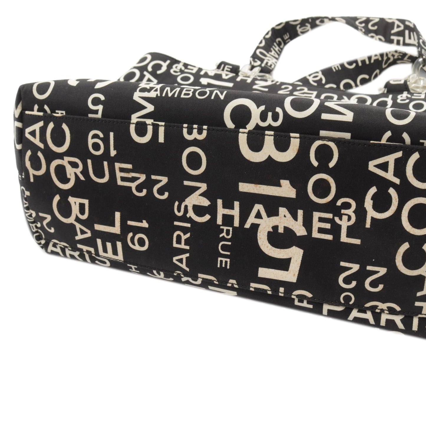 Black Chanel By the Sea Line Coco Print Canvas Beach Tote