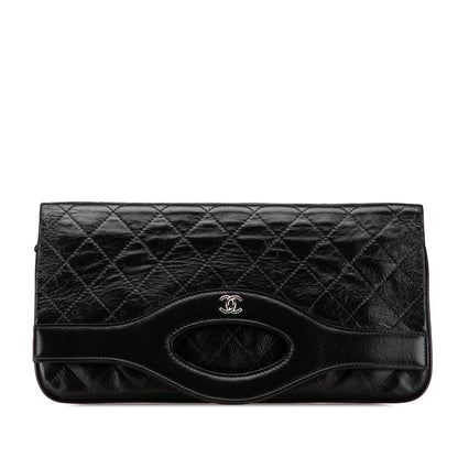 Black Chanel Large Shiny Crumpled Calfskin 31 Clutch