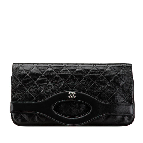 Black Chanel Large Shiny Crumpled Calfskin 31 Clutch
