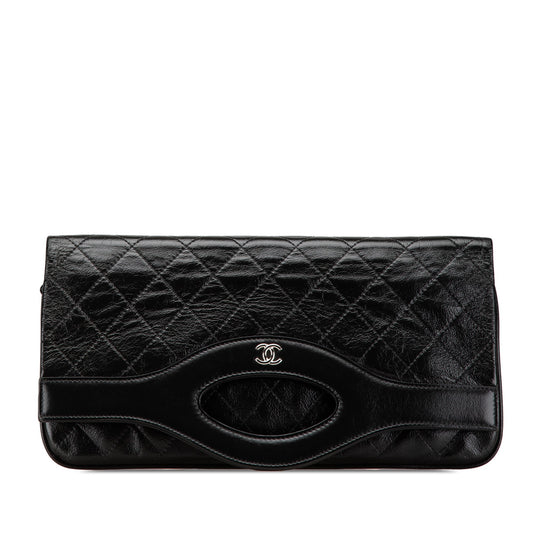 Black Chanel Large Shiny Crumpled Calfskin 31 Clutch