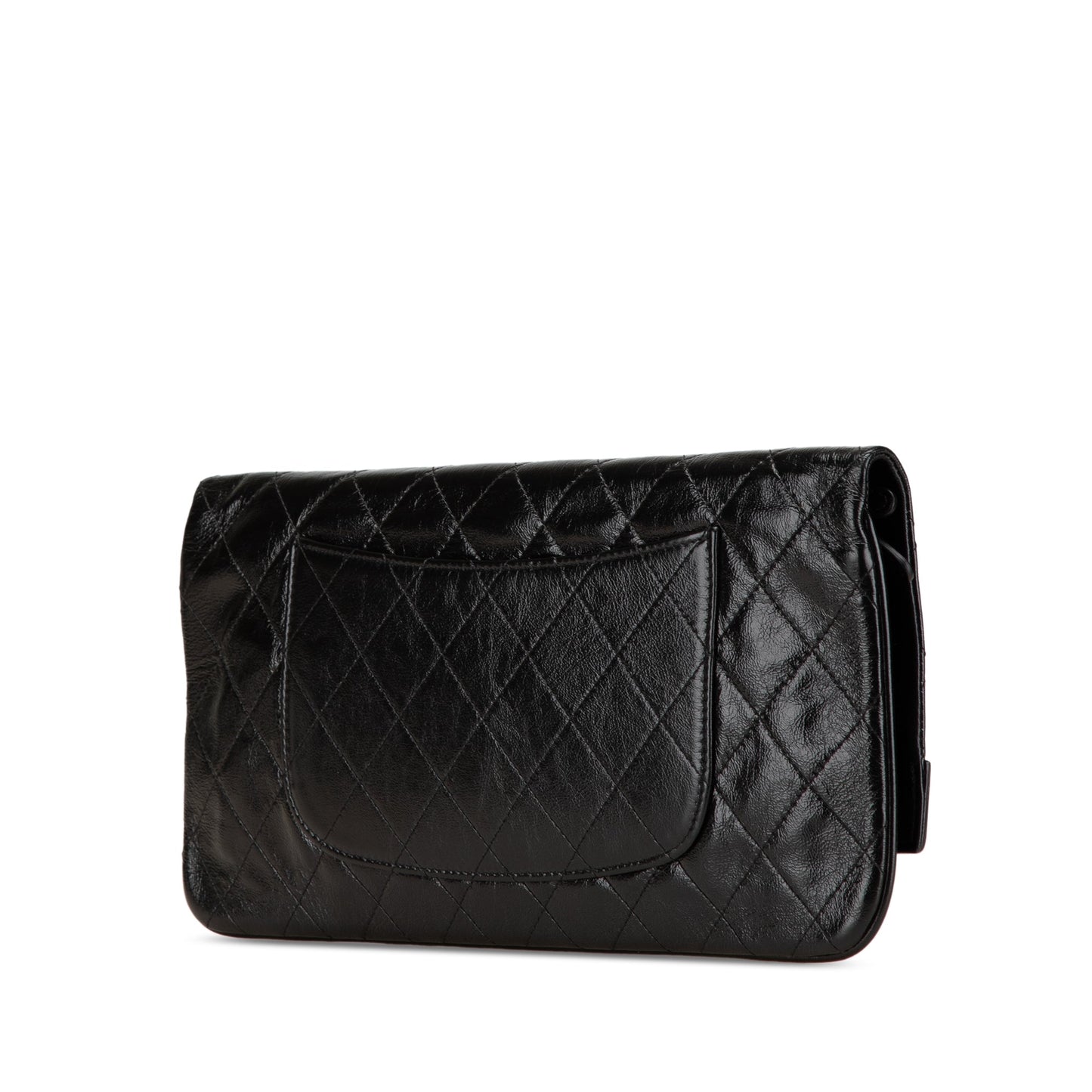 Black Chanel Large Shiny Crumpled Calfskin 31 Clutch