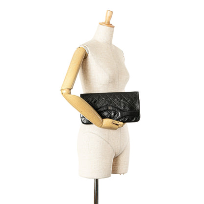 Black Chanel Large Shiny Crumpled Calfskin 31 Clutch