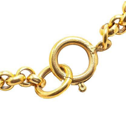 Gold Chanel Gold Plated CC Flower Pendant Necklace