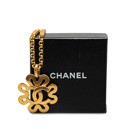 Gold Chanel Gold Plated CC Flower Pendant Necklace