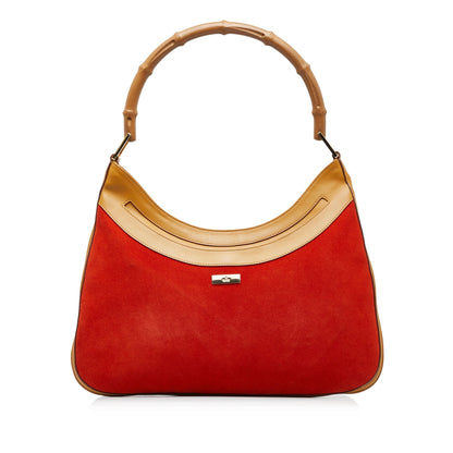 GUCCI Bamboo Suede Shoulder Bag