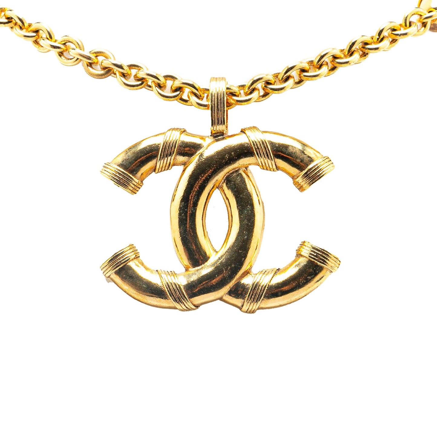 Gold Chanel Gold Plated CC Bullet Long Necklace