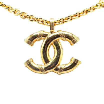 Gold Chanel Gold Plated CC Bullet Long Necklace