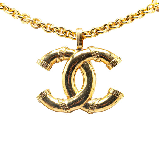 Gold Chanel Gold Plated CC Bullet Long Necklace