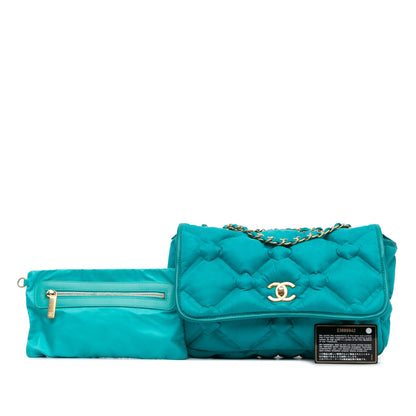 Blue Chanel Small Iridescent Calfskin Chesterfield Flap Shoulder Bag