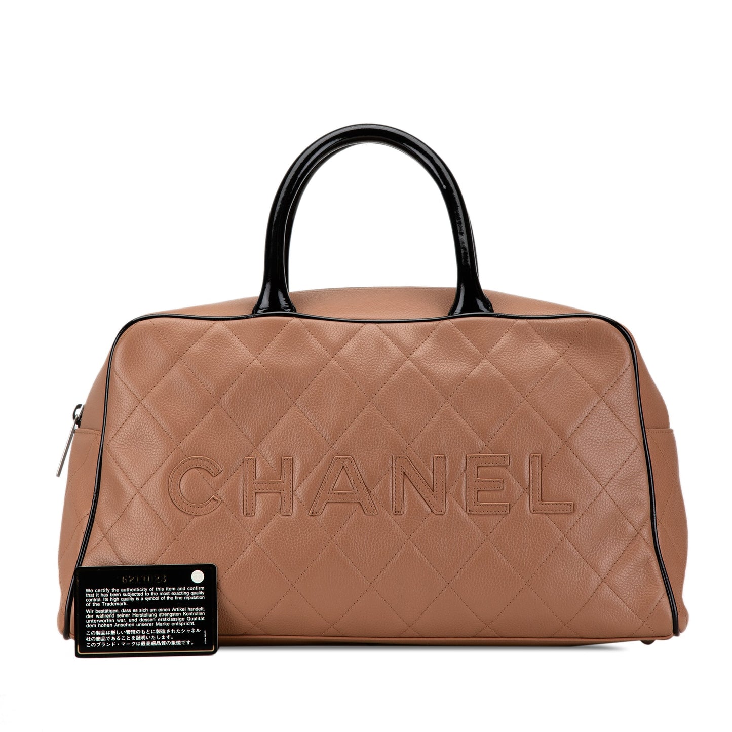 Brown Chanel Large Quilted Grained Calfskin Bowler Handbag