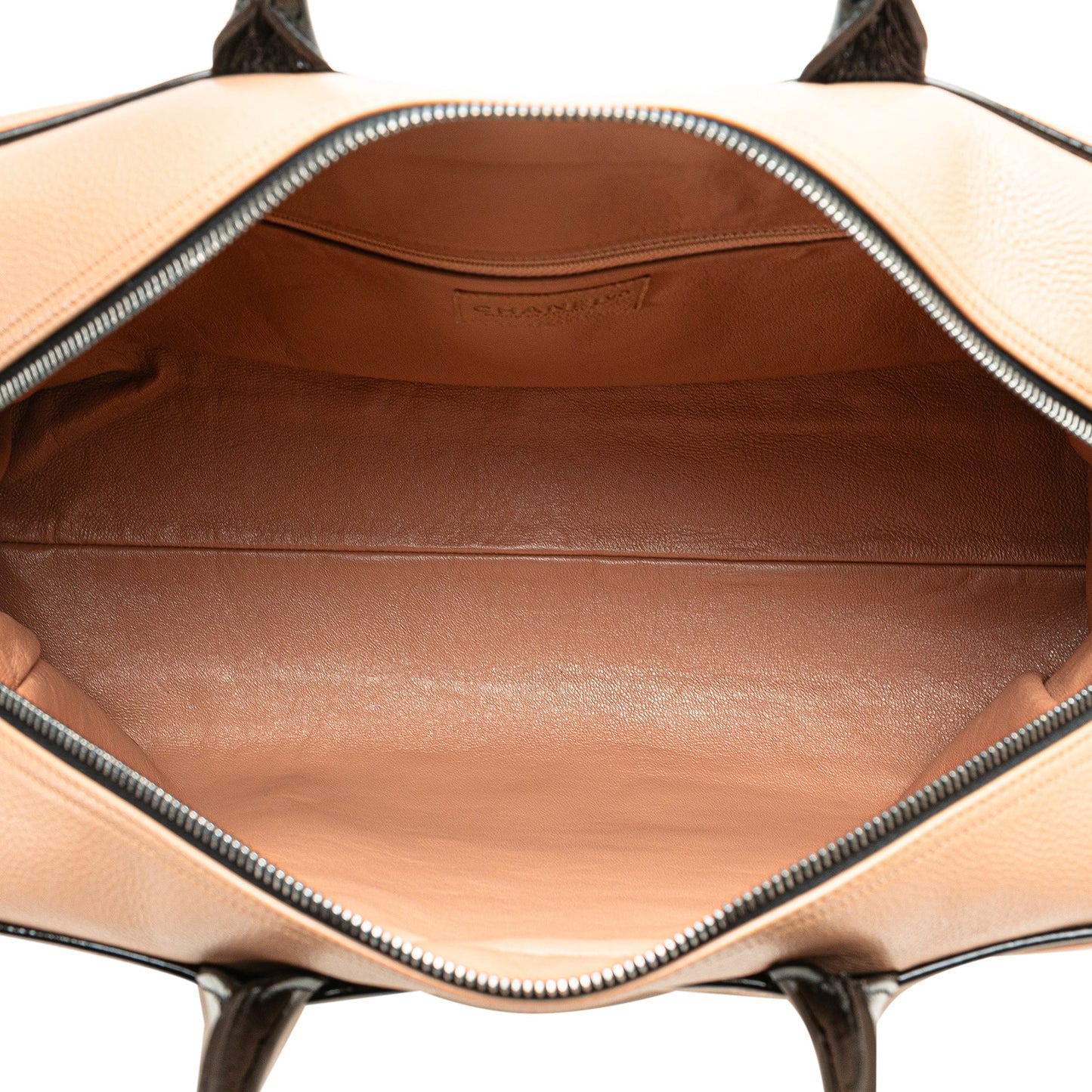 Brown Chanel Large Quilted Grained Calfskin Bowler Handbag