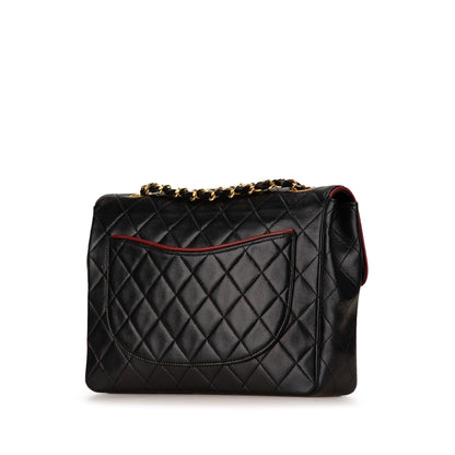 Black Chanel CC Bicolor Quilted Lambskin Single Flap Shoulder Bag
