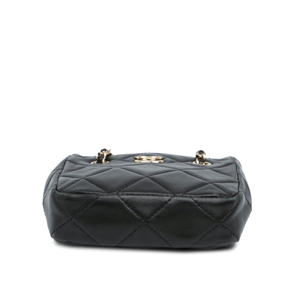 Black Chanel Quilted Lambskin Tiny Shopping Clutch With Chain Crossbody Bag
