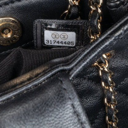 Black Chanel Quilted Lambskin Tiny Shopping Clutch With Chain Crossbody Bag