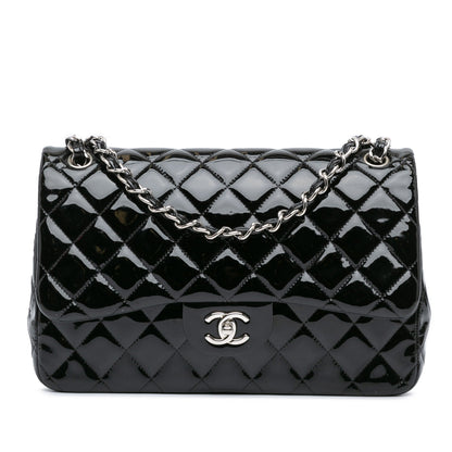 Black Chanel Jumbo Classic Patent Double Flap Shoulder Bag