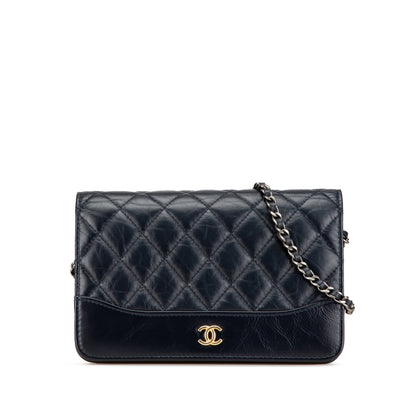 Black Chanel Quilted Aged Calfskin Gabrielle Wallet On Chain Crossbody Bag