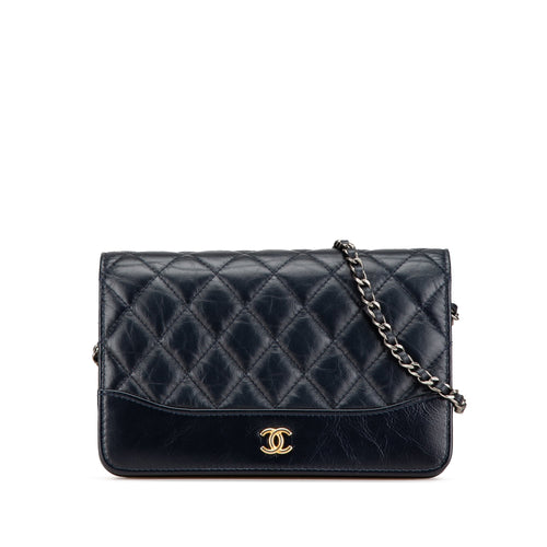 Black Chanel Quilted Aged Calfskin Gabrielle Wallet On Chain Crossbody Bag