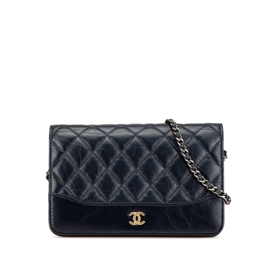 Black Chanel Quilted Aged Calfskin Gabrielle Wallet On Chain Crossbody Bag