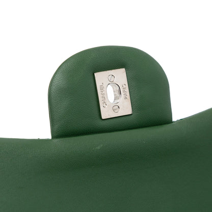 Green Chanel Jumbo Classic Patent Double Flap Shoulder Bag