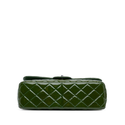 Green Chanel Jumbo Classic Patent Double Flap Shoulder Bag
