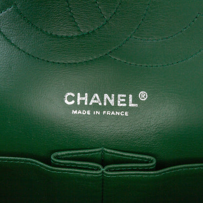 Green Chanel Jumbo Classic Patent Double Flap Shoulder Bag
