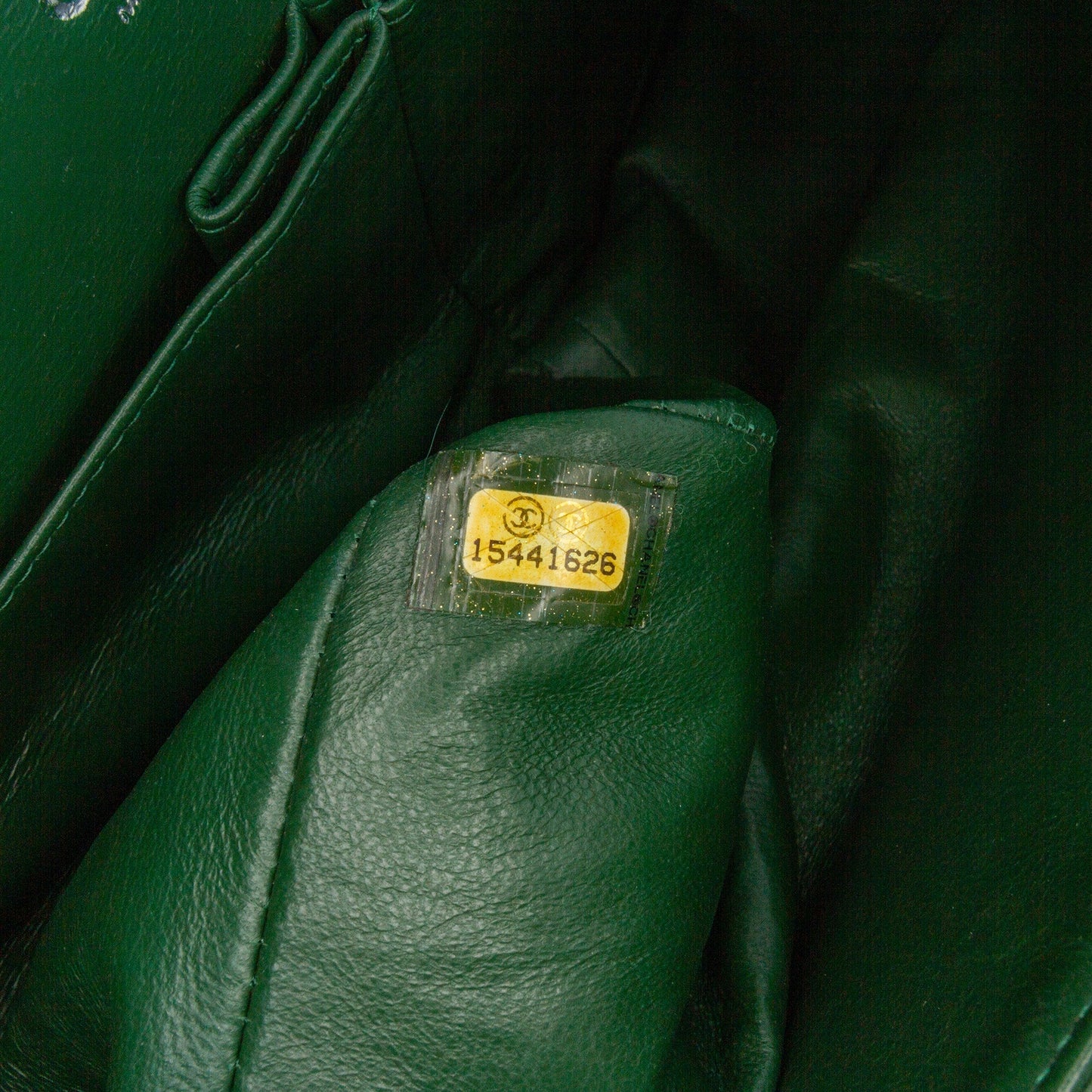 Green Chanel Jumbo Classic Patent Double Flap Shoulder Bag