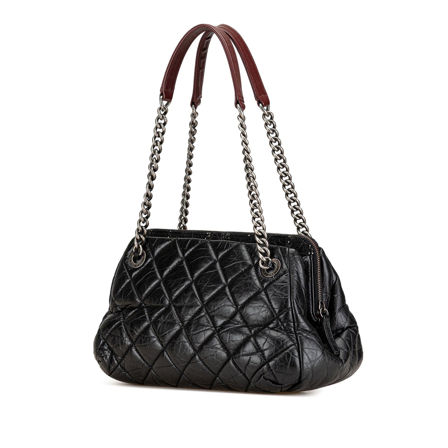 Black Chanel Aged Calfskin Portobello Bowler Bag