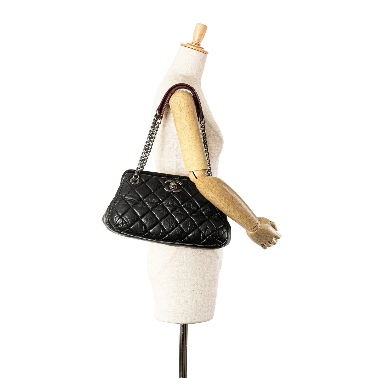 Black Chanel Aged Calfskin Portobello Bowler Bag