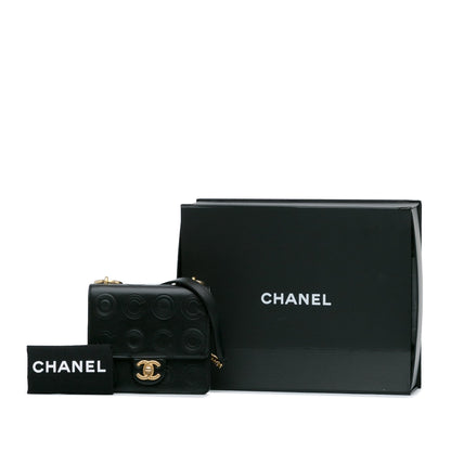 Black Chanel Mini Square Coco Embossed Calfskin Flap Crossbody Bag
