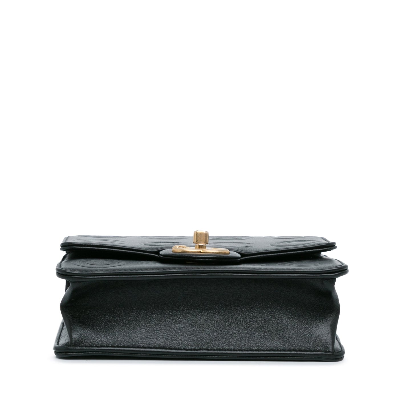 Black Chanel Mini Square Coco Embossed Calfskin Flap Crossbody Bag