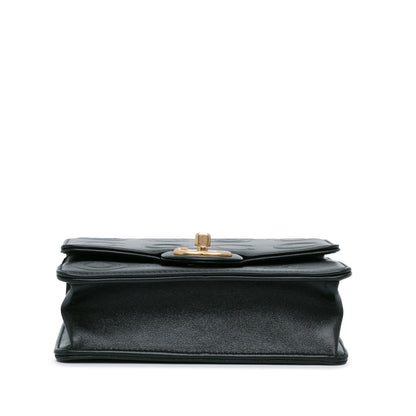 Black Chanel Mini Square Coco Embossed Calfskin Flap Crossbody Bag